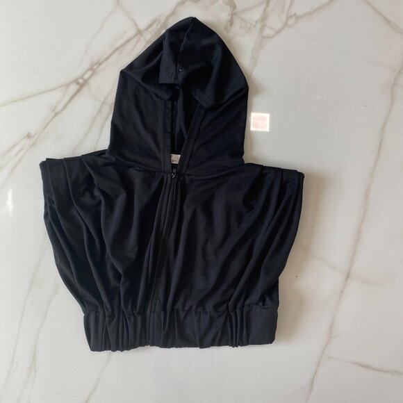 ROMA CONCEPT by Rosee Size L Black Sleeveless Hoodie Crop Sweatshirt Top - Picture 8 of 10